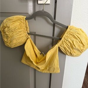 Yellow Puff Sleeve Crop Top